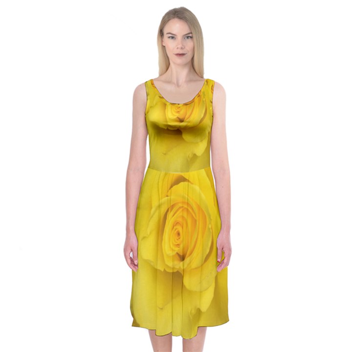 Yellow rose Midi Sleeveless Dress