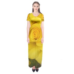 Yellow Rose Short Sleeve Maxi Dress by glendatartist