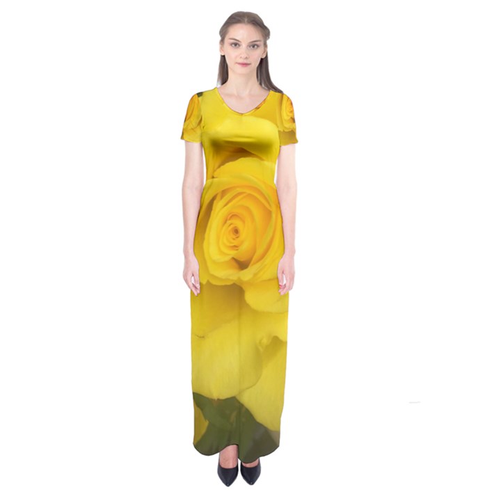 Yellow rose Short Sleeve Maxi Dress