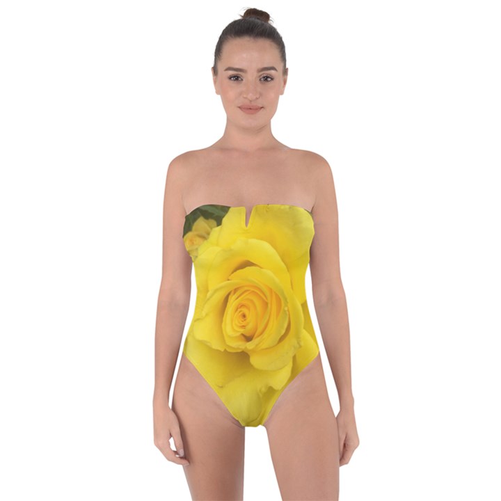 Yellow rose Tie Back One Piece Swimsuit