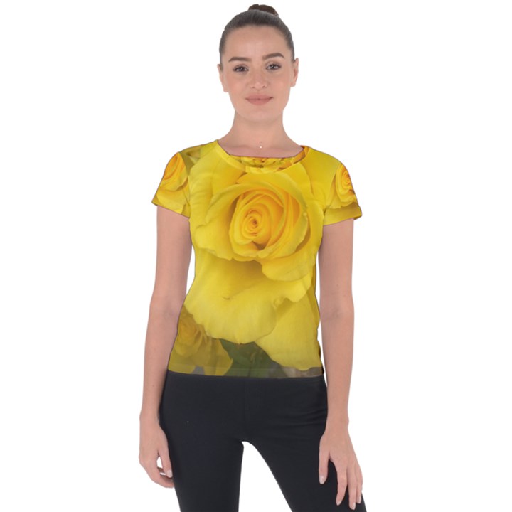 Yellow rose Short Sleeve Sports Top 