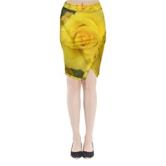 Yellow Rose Midi Wrap Pencil Skirt by glendatartist