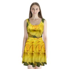 Yellow Rose Split Back Mini Dress  by glendatartist