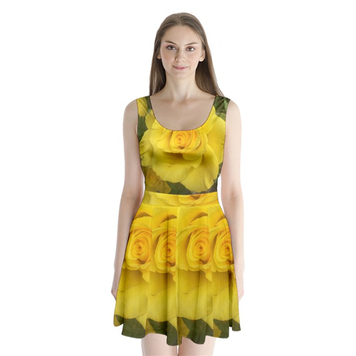 Yellow rose Split Back Mini Dress 