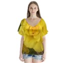 Yellow rose V-Neck Flutter Sleeve Top View1