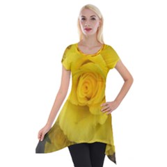 Yellow Rose Short Sleeve Side Drop Tunic by glendatartist