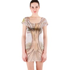 Roots Short Sleeve Bodycon Dress by glendatartist