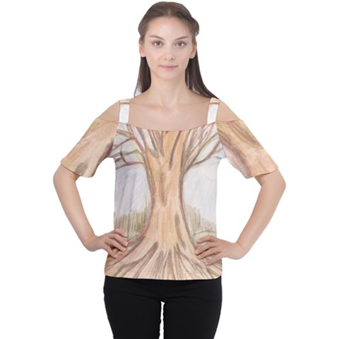 Roots Cutout Shoulder Tee by glendatartist