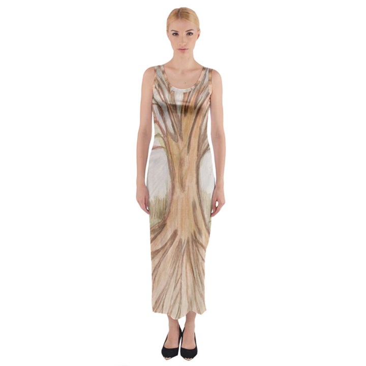 roots Fitted Maxi Dress