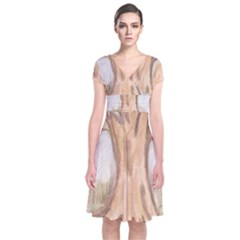 Roots Short Sleeve Front Wrap Dress by glendatartist