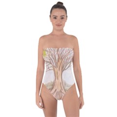 Roots Tie Back One Piece Swimsuit by glendatartist