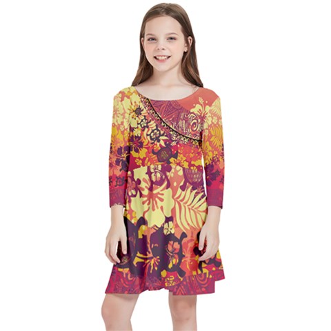 Kids  Quarter Sleeve Skater Dress 