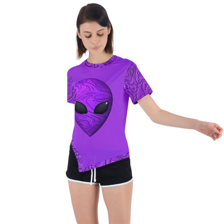 Baylien Logo Asymmetrical Short Sleeve Sports Tee