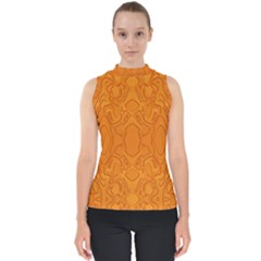 Baylien Plasma Orange Magma Mock Neck Shell Top by Bayarea51