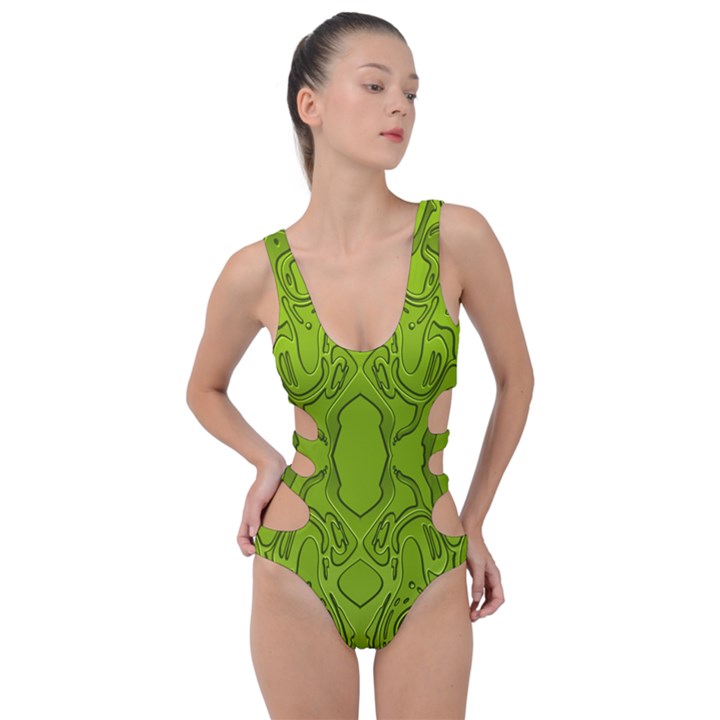 Baylien Plasma Green Side Cut Out Swimsuit