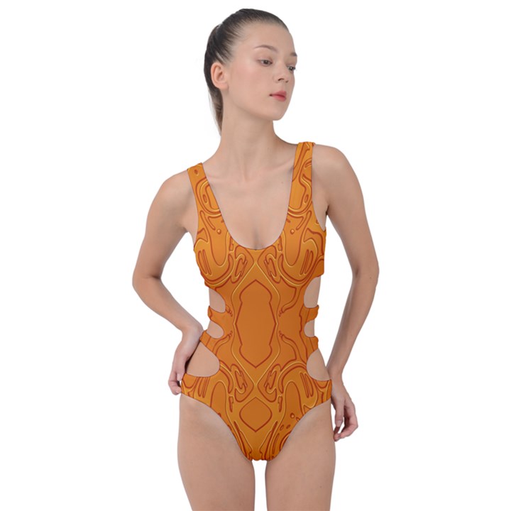 Baylien Plasma Orange Side Cut Out Swimsuit