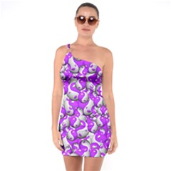 Hippyverse Alien Ying Yang One Shoulder Ring Trim Bodycon Dress by Bayarea51