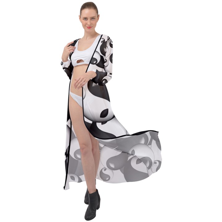 Hippieverse Alien Ying Yang Maxi Chiffon Beach Wrap