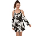 Hippyverse Alien Ying Yang Kimono Sleeves Boho Dress View1