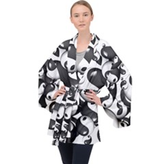 Hippyverse Ying Yang Long Sleeve Velvet Kimono  by Bayarea51