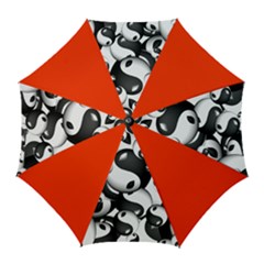 Hippieverse Alien Ying Yang Golf Umbrella by Bayarea51