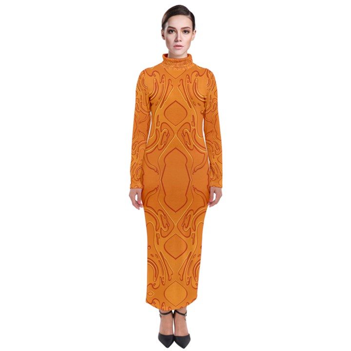 Baylien Princess Orange Magma Turtleneck Maxi Dress