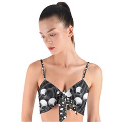 Cyptopunk Alien Skulls Woven Tie Front Bralette by Bayarea51