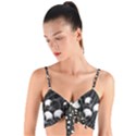 Cyptopunk Alien Skulls Woven Tie Front Bralette View1