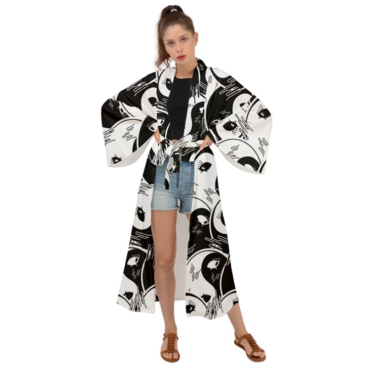 Hippyverse Alien Ying Yang Maxi Kimono