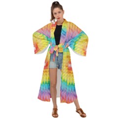 Hippyverse Rainbow Cypto-dye Maxi Kimono by Bayarea51