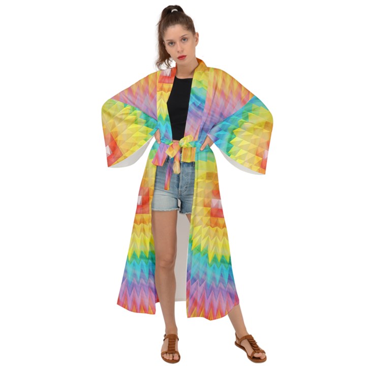 Hippyverse Rainbow Cypto-Dye Maxi Kimono