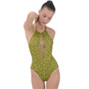 Hippyverse Alien Happyface Plunge Cut Halter Swimsuit View1