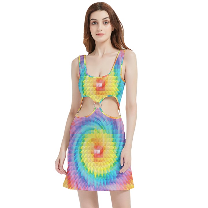 Hippyverse Rainbow Cypto-dyed Velvet Cutout Dress