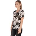 Hippyverse Alien Ying Yang Women s V-Neck Scrub Top View2