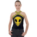 Hippyverse Alien Happy Face Cross Neck Velour Top View1