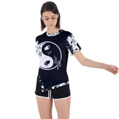 Hippyverse Alien Ying Yang Asymmetrical Short Sleeve Sports Tee by Bayarea51