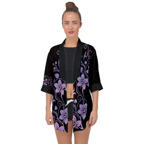 Open Front Chiffon Kimono 