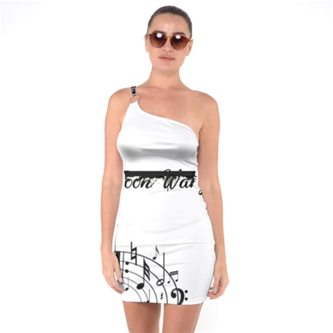 One Shoulder Ring Trim Bodycon Dress 