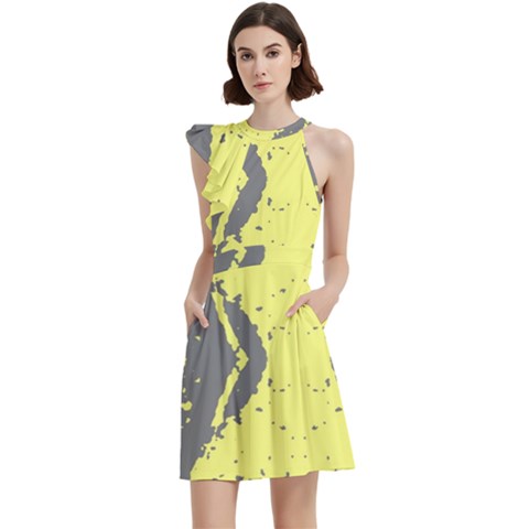 Cocktail Party Halter Sleeveless Dress With Pockets 