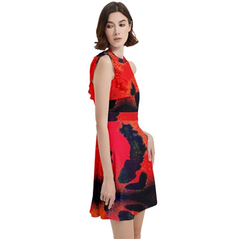 Cocktail Party Halter Sleeveless Dress With Pockets 