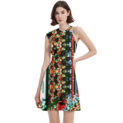 Cocktail Party Halter Sleeveless Dress With Pockets 