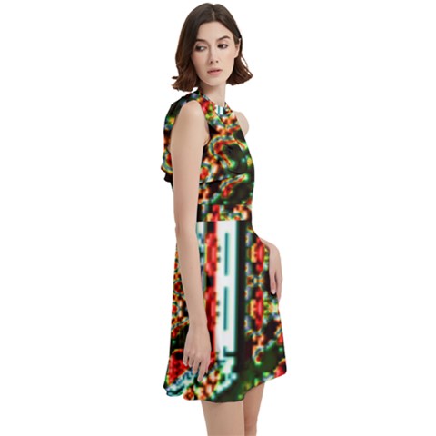 Cocktail Party Halter Sleeveless Dress With Pockets 