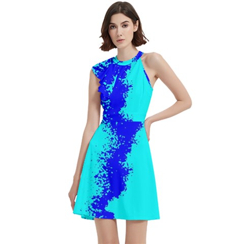 Cocktail Party Halter Sleeveless Dress With Pockets 