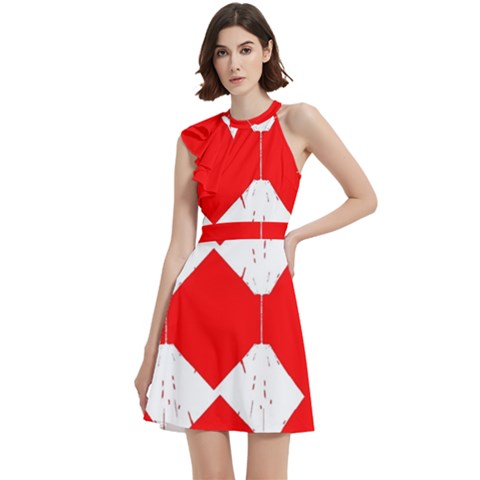 Cocktail Party Halter Sleeveless Dress With Pockets 