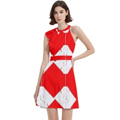 Cocktail Party Halter Sleeveless Dress With Pockets