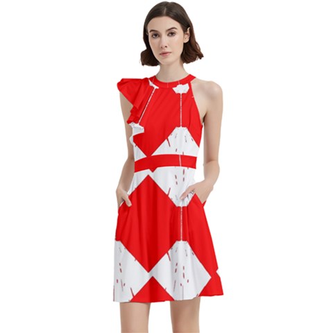 Cocktail Party Halter Sleeveless Dress With Pockets 