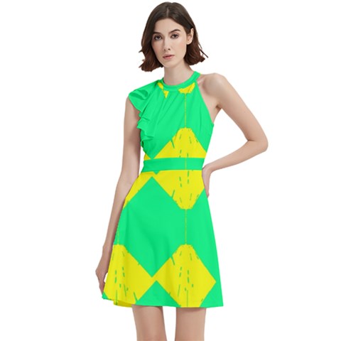 Cocktail Party Halter Sleeveless Dress With Pockets 