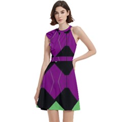 Cocktail Party Halter Sleeveless Dress With Pockets