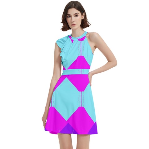 Cocktail Party Halter Sleeveless Dress With Pockets 