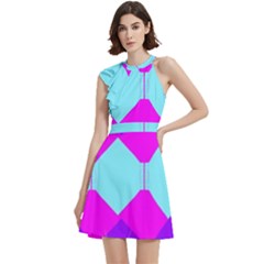 Cocktail Party Halter Sleeveless Dress With Pockets